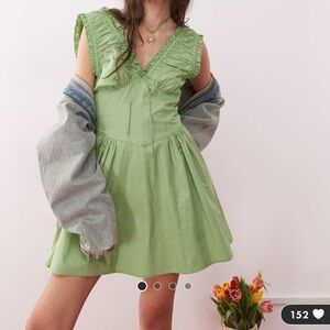 ASOS Light Green Ruffled Mini Dress